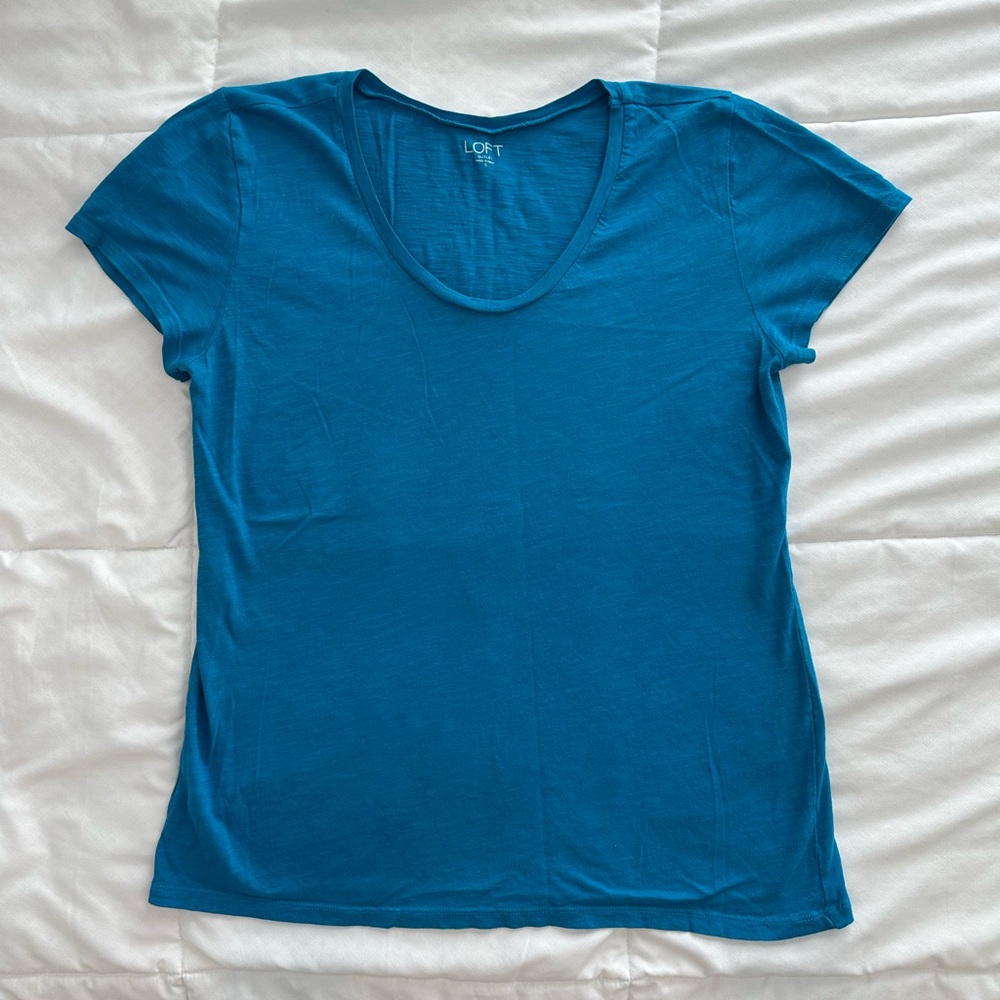 Loft Blue Scoop Neck Tee